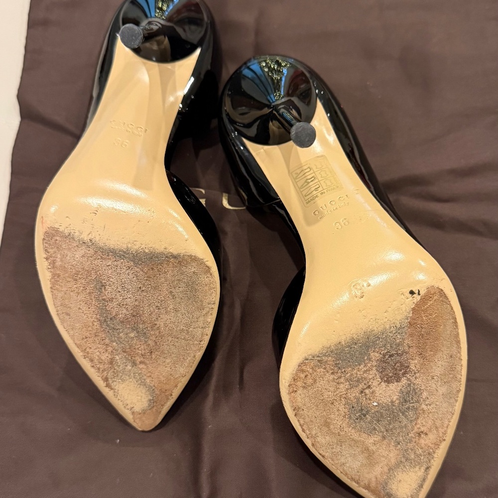 Gucci 284145 Black Patent Leather Pointed Toe Pumps Size 6 / 36 - Picture 7 of 10